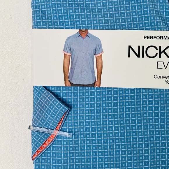 Nick Graham Men's Shirt S Printed Performance Stretch Short Sleeve Shirt Blue S - Picture 4 of 11